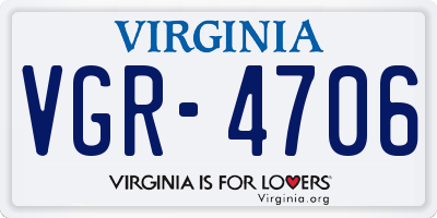 VA license plate VGR4706
