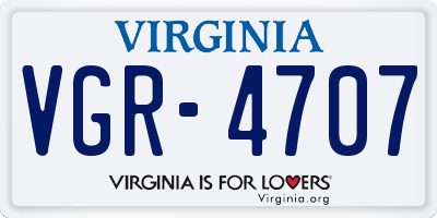 VA license plate VGR4707
