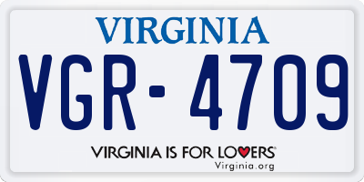 VA license plate VGR4709