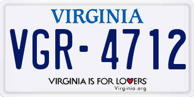 VA license plate VGR4712
