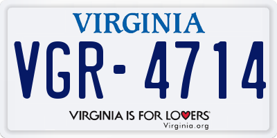 VA license plate VGR4714