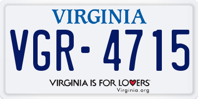 VA license plate VGR4715