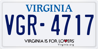 VA license plate VGR4717