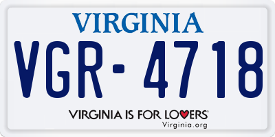 VA license plate VGR4718
