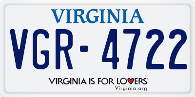 VA license plate VGR4722