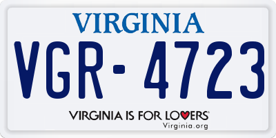 VA license plate VGR4723