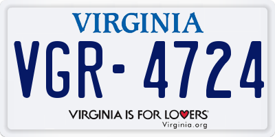 VA license plate VGR4724