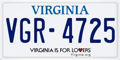 VA license plate VGR4725