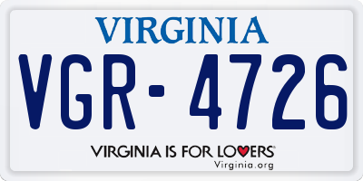 VA license plate VGR4726