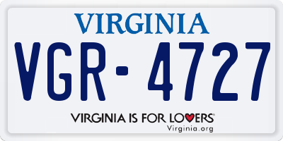 VA license plate VGR4727