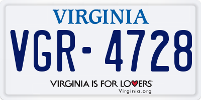 VA license plate VGR4728
