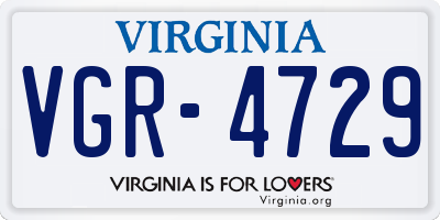 VA license plate VGR4729