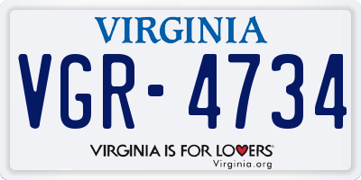 VA license plate VGR4734