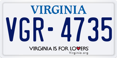VA license plate VGR4735