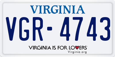 VA license plate VGR4743