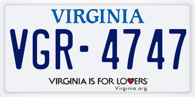 VA license plate VGR4747