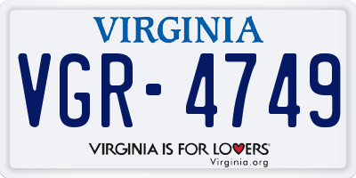 VA license plate VGR4749