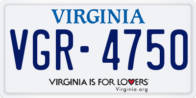 VA license plate VGR4750