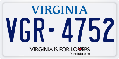 VA license plate VGR4752