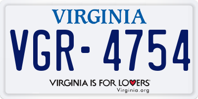 VA license plate VGR4754