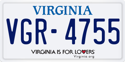 VA license plate VGR4755