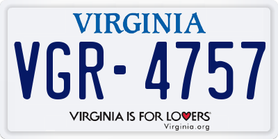 VA license plate VGR4757