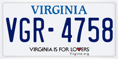 VA license plate VGR4758