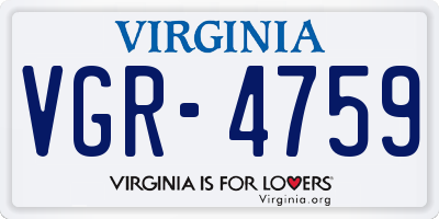 VA license plate VGR4759