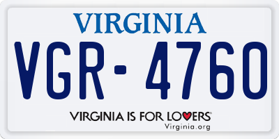 VA license plate VGR4760