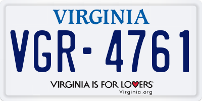 VA license plate VGR4761