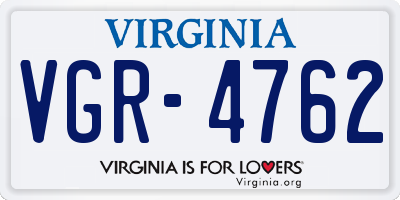 VA license plate VGR4762
