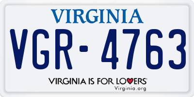 VA license plate VGR4763