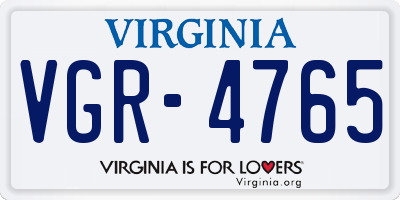 VA license plate VGR4765
