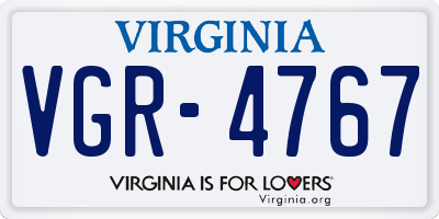 VA license plate VGR4767