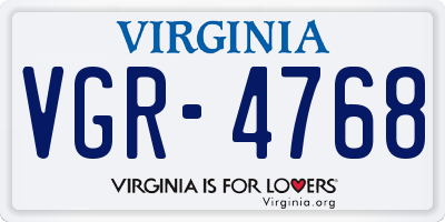 VA license plate VGR4768