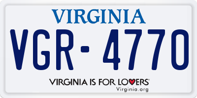 VA license plate VGR4770