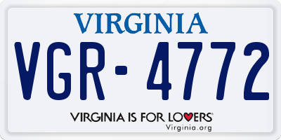 VA license plate VGR4772