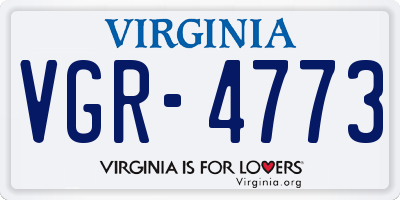 VA license plate VGR4773
