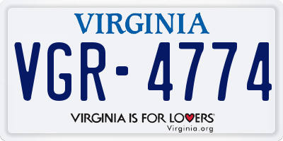 VA license plate VGR4774