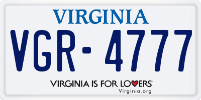 VA license plate VGR4777