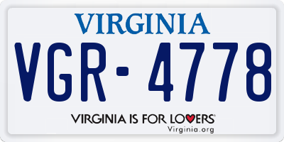 VA license plate VGR4778