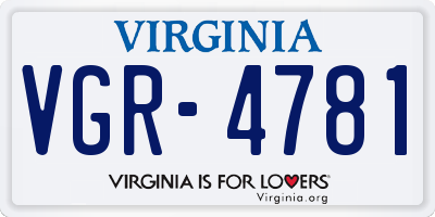 VA license plate VGR4781