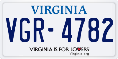 VA license plate VGR4782