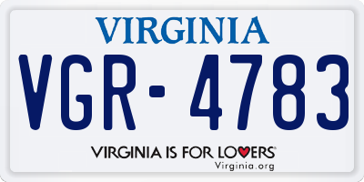VA license plate VGR4783