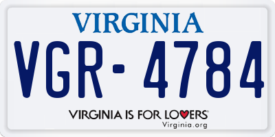VA license plate VGR4784