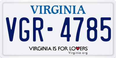 VA license plate VGR4785