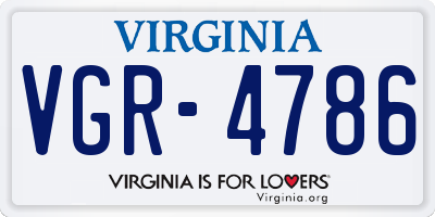 VA license plate VGR4786