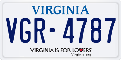 VA license plate VGR4787