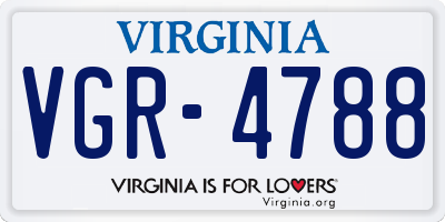 VA license plate VGR4788