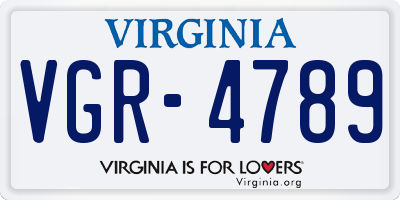 VA license plate VGR4789